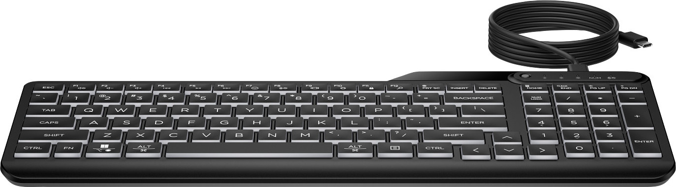 HP Inc. HP 400 Backlit Wired Keyboard - drátová podsvícená klávesnice CZ/SK