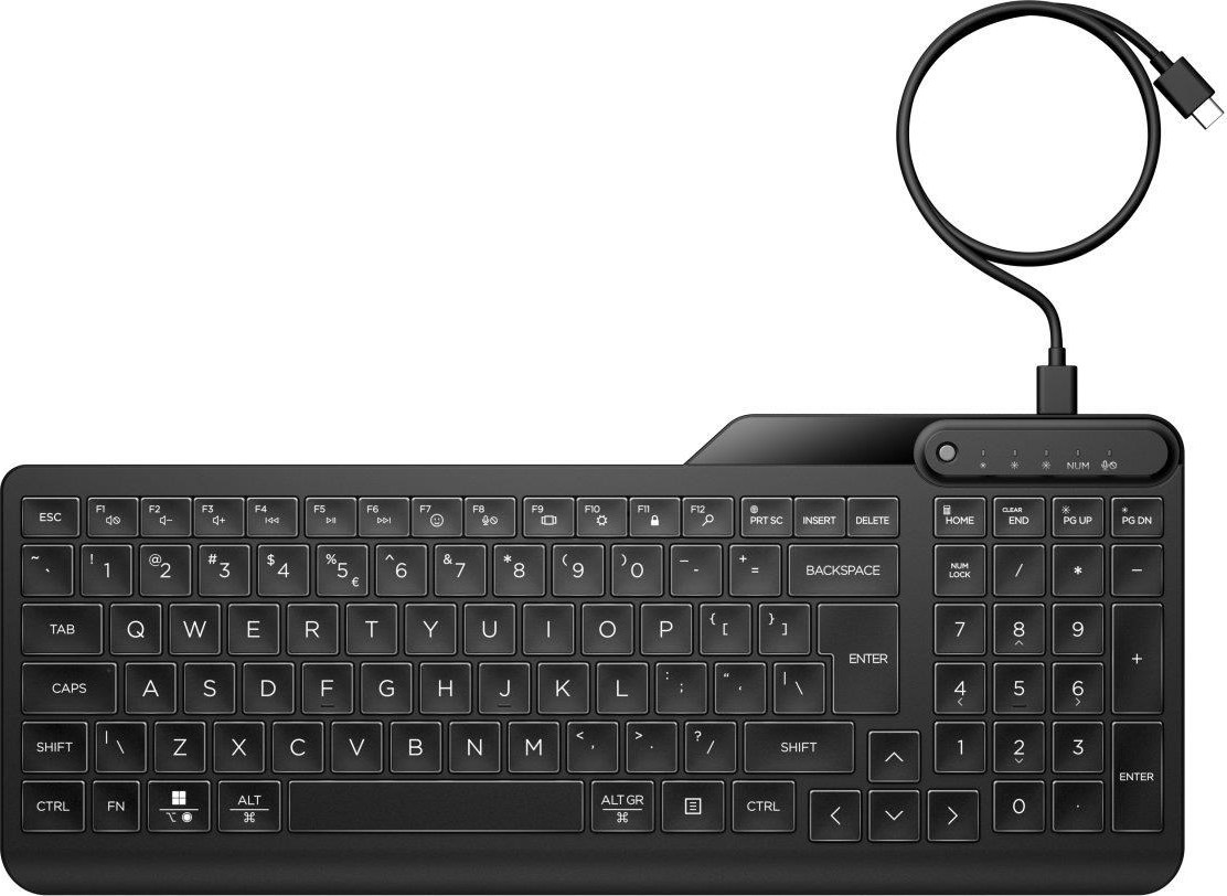 HP Inc. HP 400 Backlit Wired Keyboard - drátová podsvícená klávesnice CZ/SK
