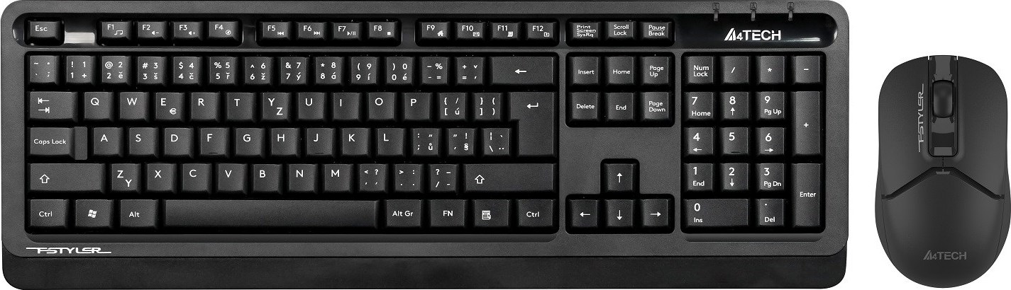 A4tech Bezdrátový kancelářský set klávesnice+myš FG1012S, CZ/SK, černá