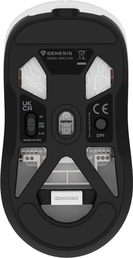 Genesis herní myš ZIRCON 660/Herní/Optická/12 000 DPI/Drátové/Bezdrátové/Bílá