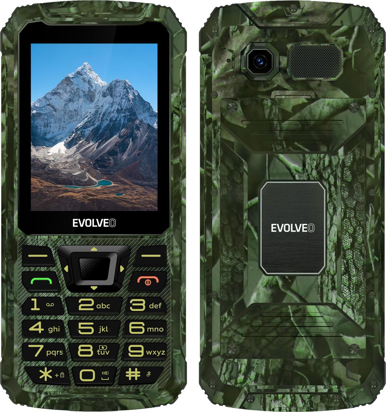 EVOLVEO StrongPhone Z6, vodotěsný odolný Dual SIM telefon, lovecká kamufláž