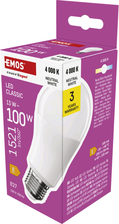 EMOS LED CLS A60 13W(100W) 1521lm E27 NW