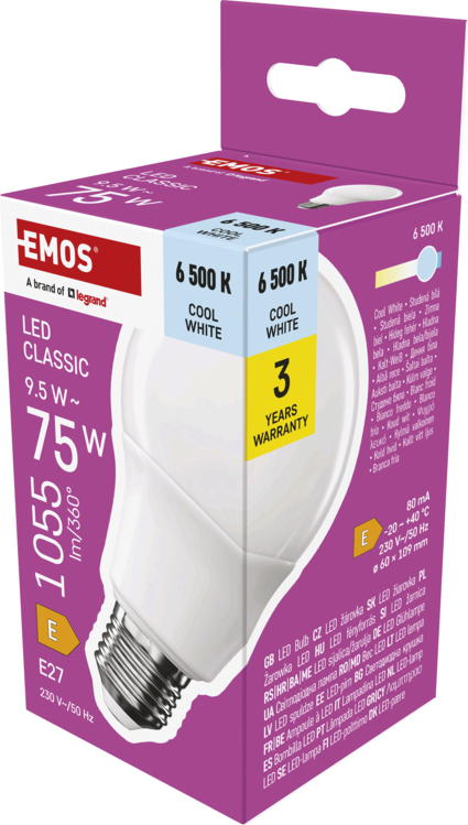 EMOS LED CLS A60 9,5W(75W) 1055lm E27 CW