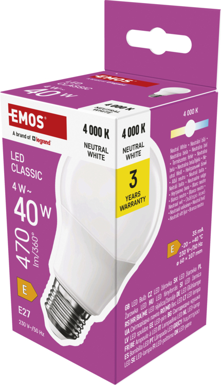 EMOS LED CLS A60 4W(40W) 470lm E27 NW