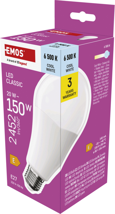 EMOS LED CLS A80 20W(150W) 2452lm E27 CW