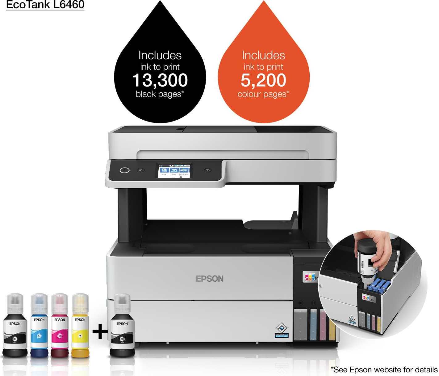 Atramentová tlačiareň EPSON EcoTank L6460, 3v1, A4, 1200x4800dpi, 37 str./min, USB, duplex, 3 roky záruka po registrácii.