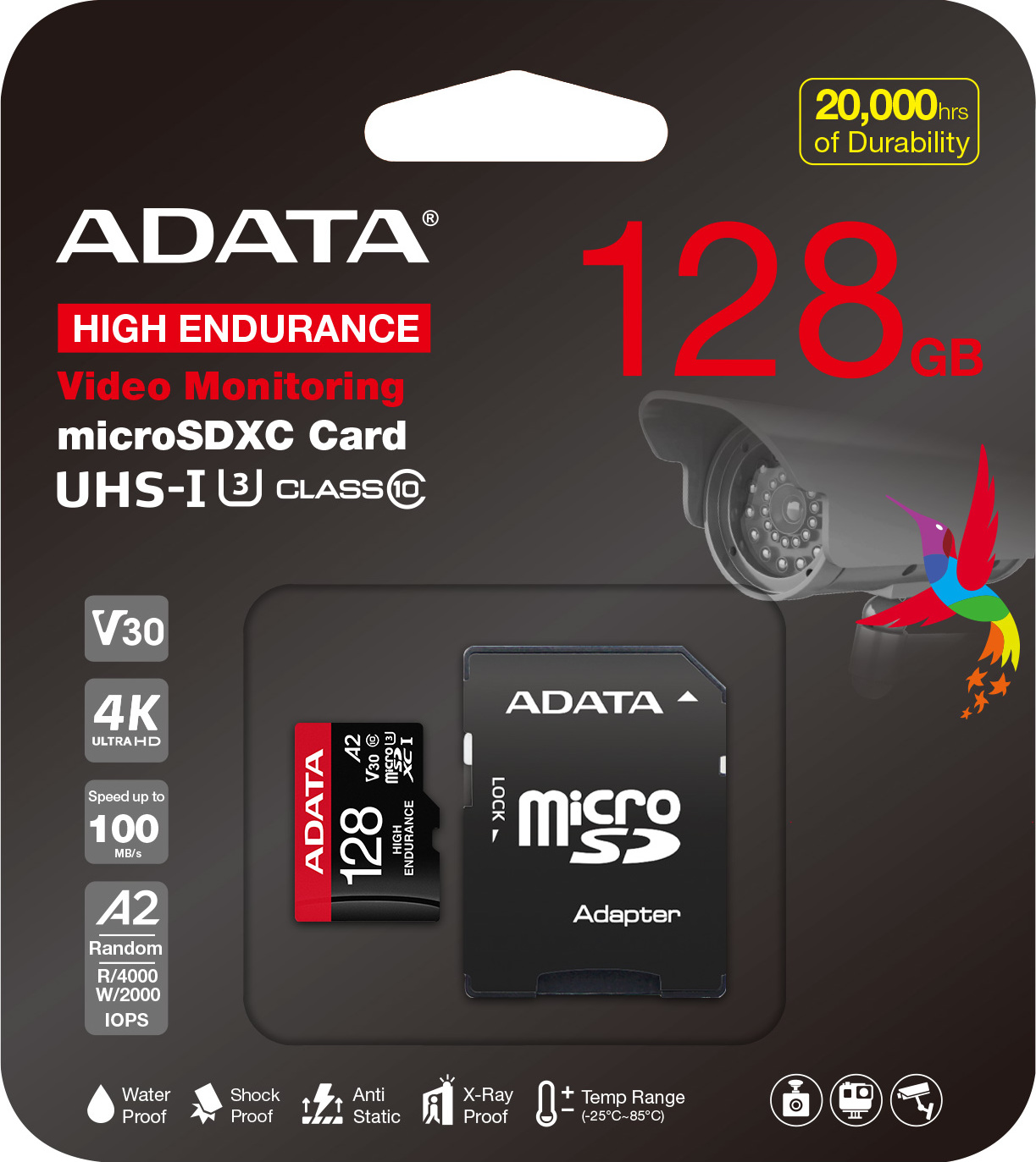 A-Data ADATA MicroSDXC karta 128GB High Endurance UHS-I C10 V30 A2 (R:100/W:85 MB/s) + SD adaptér