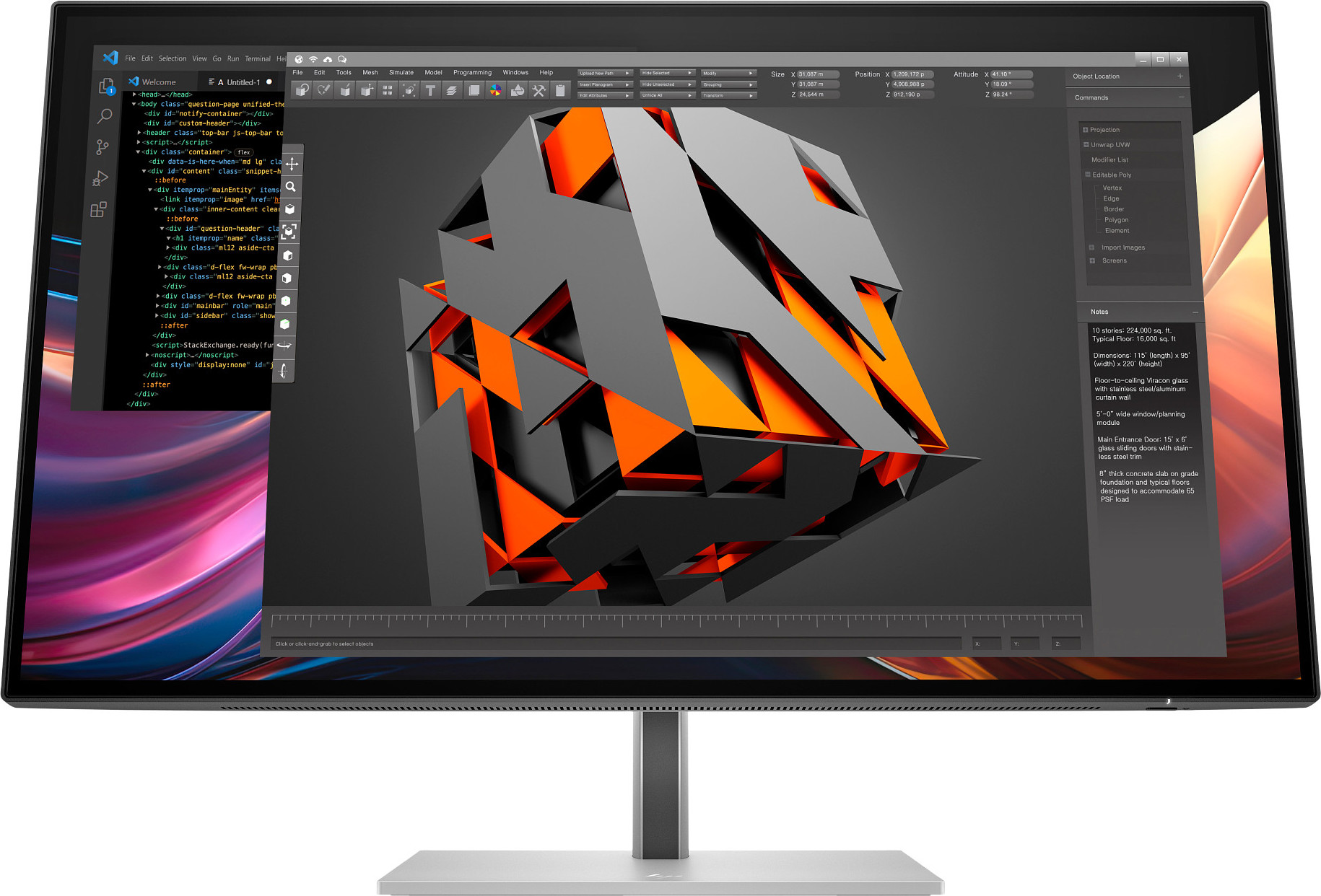 HP Inc. HP LCD 727pq 27" QHD 2560x1440, IPS, 16:9, 400nits, 5ms, 2000:1, DP, DP out, HDMI, 3xUSB A
