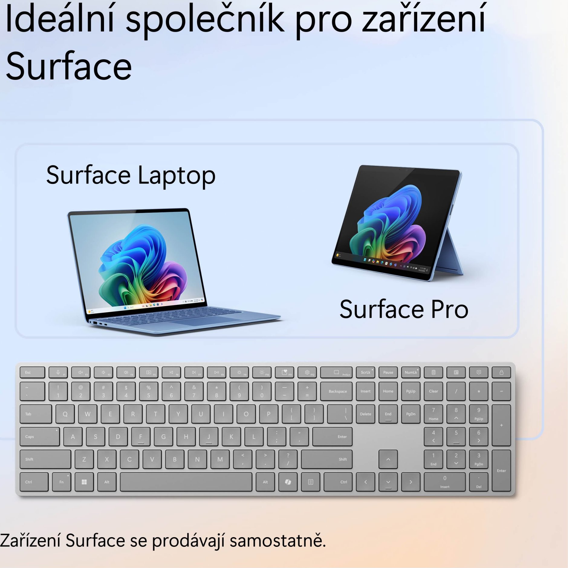 Microsoft Surface Keyboard (2. edice)/Bezdrátová Bluetooth/US layout/Šedá