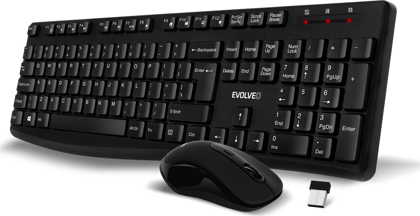 EVOLVEO K1050, tichý set bezdr. klávesnice a