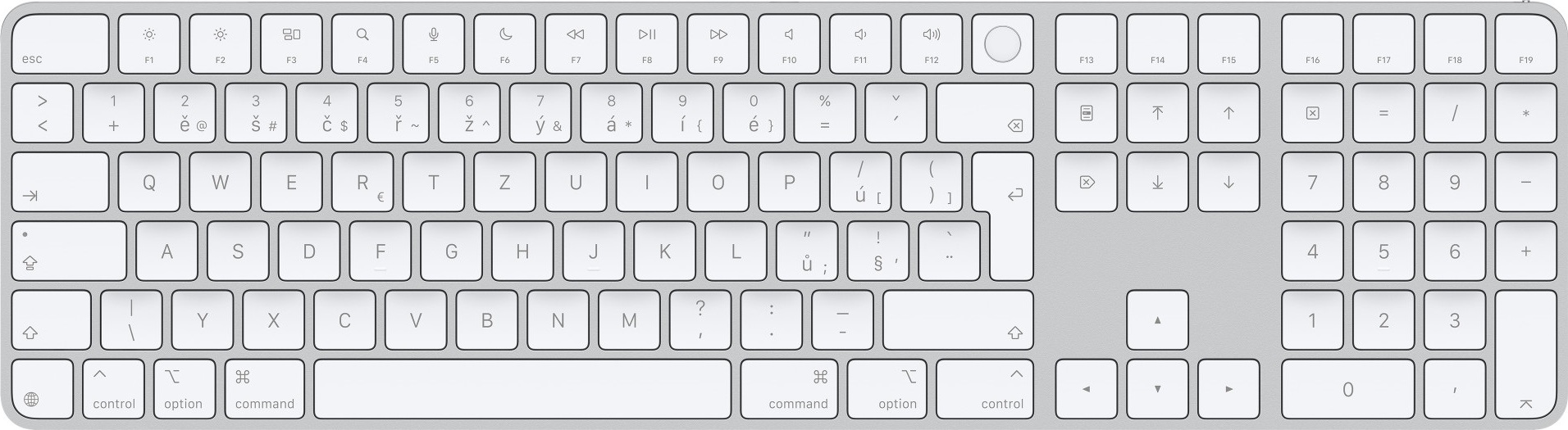 Apple Magic Keyboard (2024) w Touch ID and Numeric Keypad - Czech - White Keys