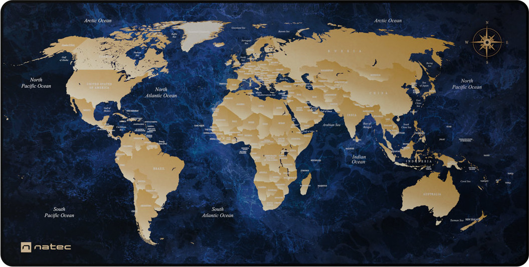 Maxi podložka pod myš Natec WORLD, 80x40cm, modrá
