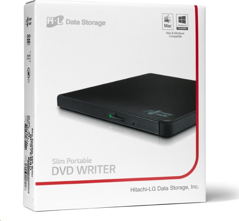 Hitachi-LG HITACHI LG - externá mechanika DVD-W/CD-RW/DVD±R/±RW/RAM GP57EB40, Slim, čierna, box+SW