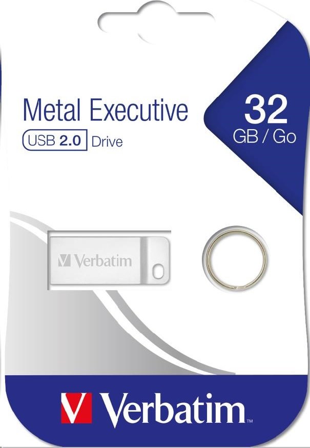 VERBATIM Flash disk 32 GB Metal Executive, USB 2.0, strieborná