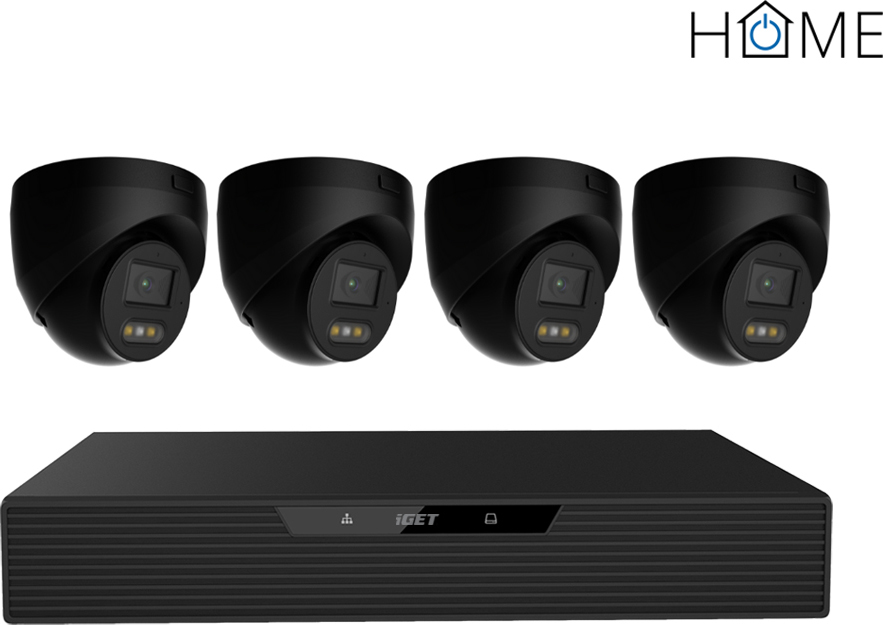 iGET HOME N85P4 - kamerový NVR PoE set 3K rozlišení, 8CH NVR + 4x kamera se zvukem, IR a LED