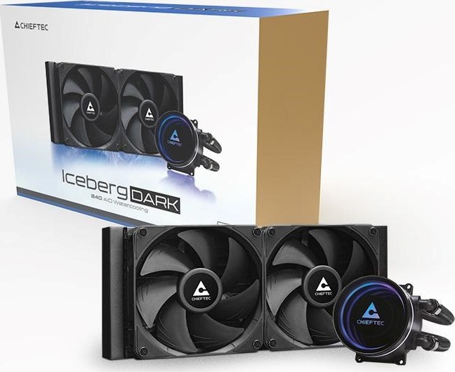 CHIEFTEC vodní chlazení CPU Iceberg 240 Dark, 2x120mm, ARGB vodní blok, LGA1851, AM5, černá