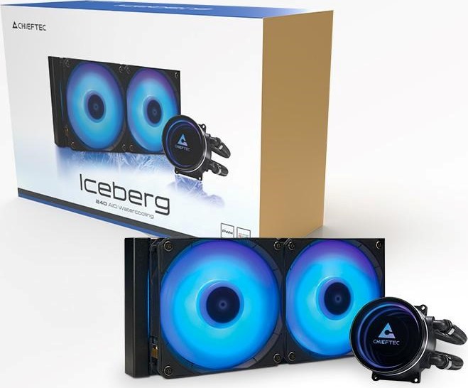 CHIEFTEC vodní chlazení CPU Iceberg 240, 2x120mm ARGB, ARGB vodní blok, LGA1851, AM5, černá
