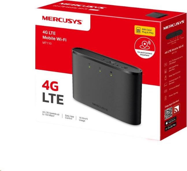 Mercusys MT110 WiFi4 4G LTE router (N150, 4G LTE, 2,4GHz, 1xnanoSIM)