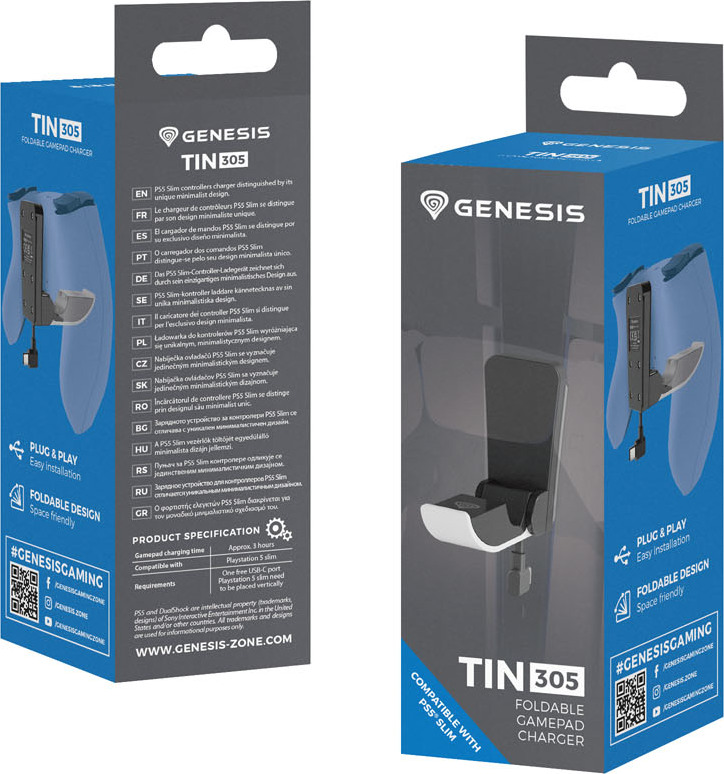 Gamepad nabíječka Genesis TIN 305 pro konzoli PS5 SLIM, černo-bílá