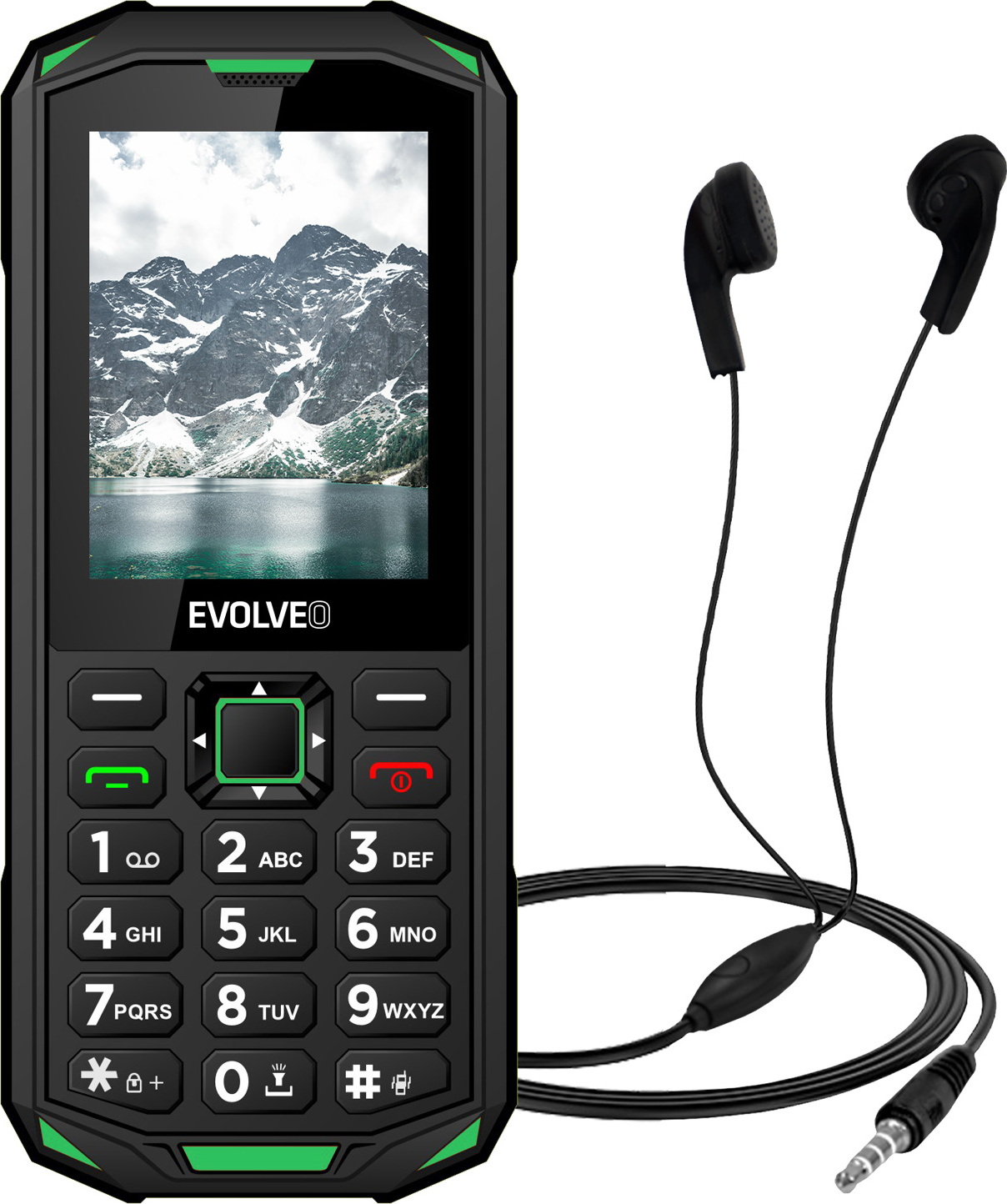 EVOLVEO StrongPhone X5, vodotěsný odolný Dual SIM telefon, černo-zelená