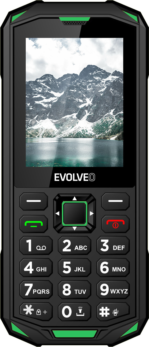 EVOLVEO StrongPhone X5, vodotěsný odolný Dual SIM telefon, černo-zelená