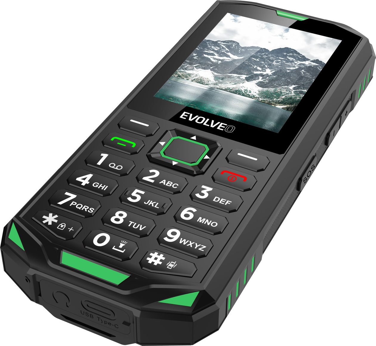 EVOLVEO StrongPhone X5, vodotěsný odolný Dual SIM telefon, černo-zelená