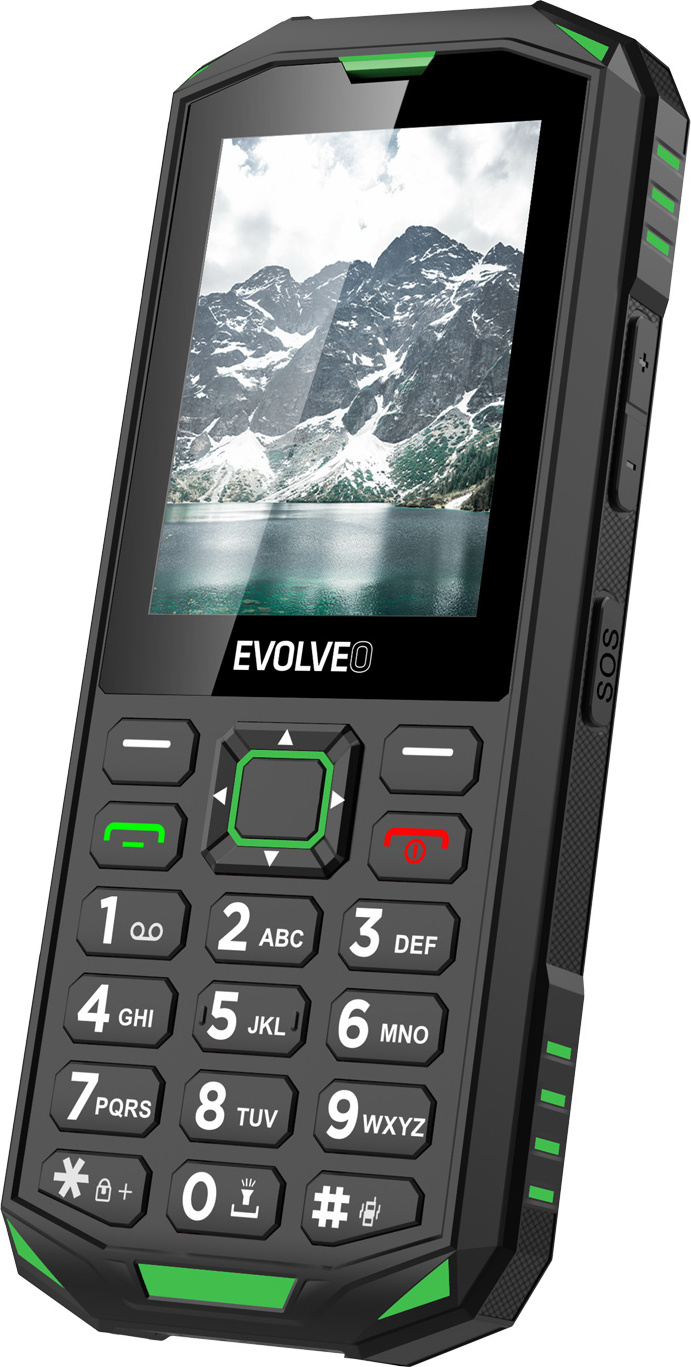 EVOLVEO StrongPhone X5, vodotěsný odolný Dual SIM telefon, černo-zelená