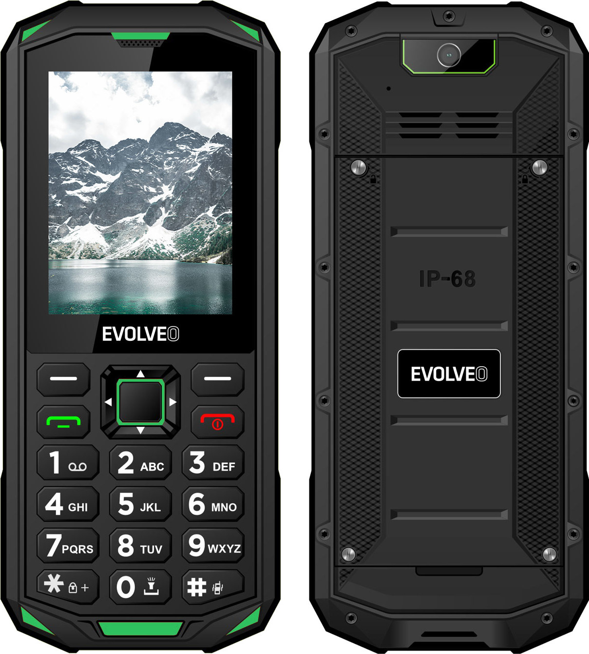 EVOLVEO StrongPhone X5, vodotěsný odolný Dual SIM telefon, černo-zelená