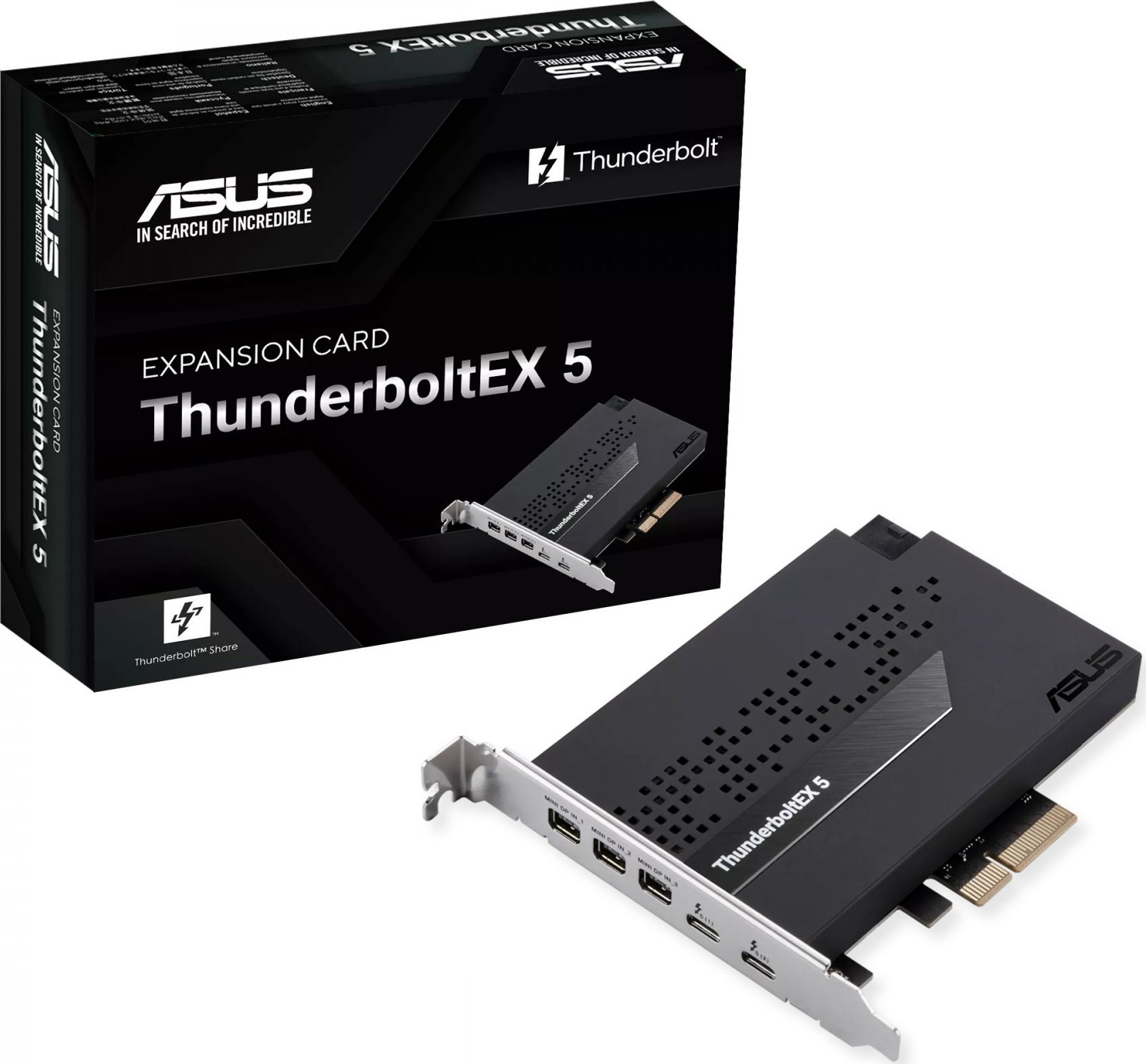 ASUS rozšiřující karta ThunderboltEX 5, PCIe 4.0x4, 2xThunderbolt 5, 3x Mini-DP