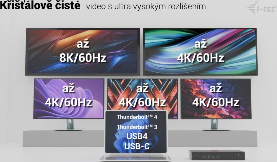 i-tec Universal 5x 4K Display Docking Station, Power Delivery 100W