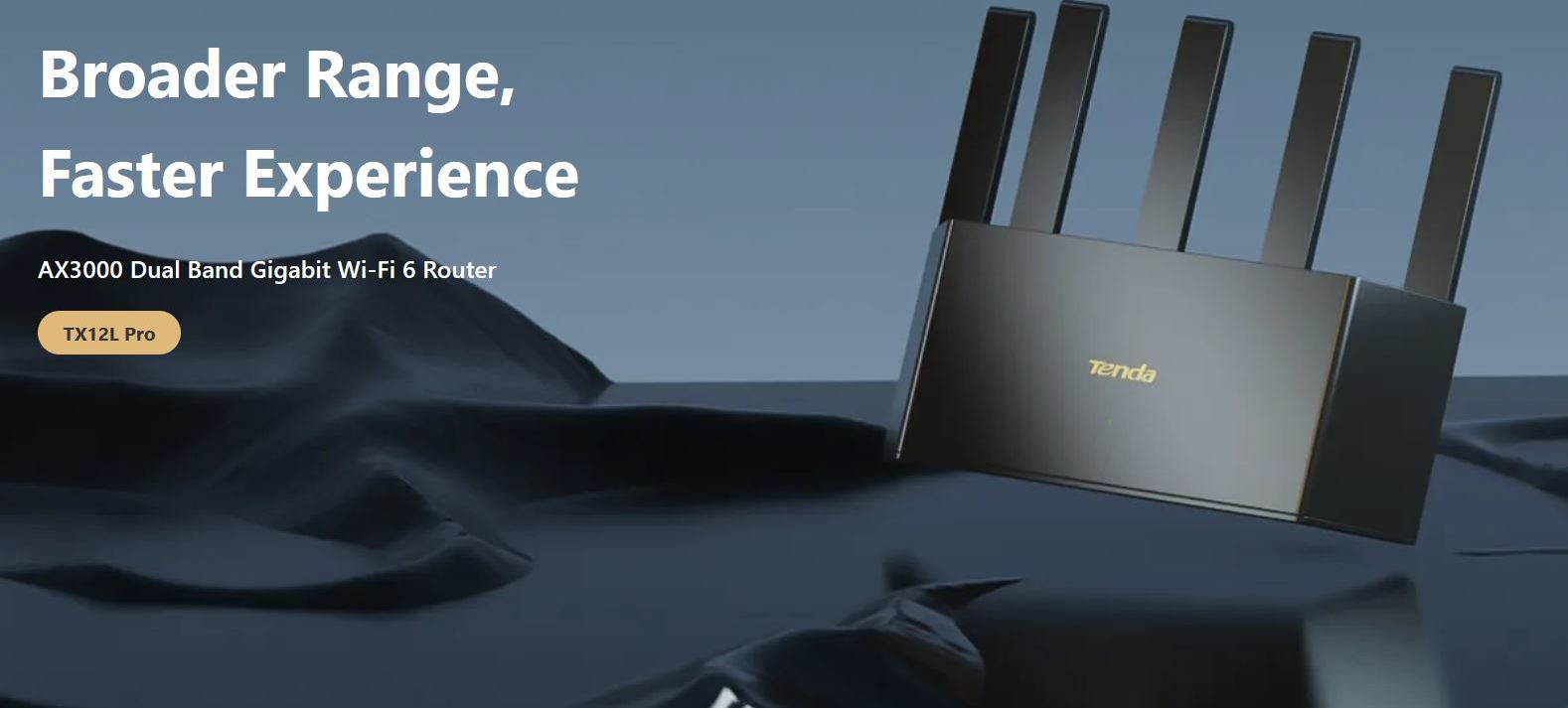 Tenda TX12L Pro AX3000 WiFi 6 Mesh Router, 1x GWAN, 3x GLAN, IPv6, 5x 6dBi, WPA 3, CZ app