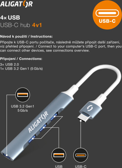 Aligator Hub USB-C / 4x USB
