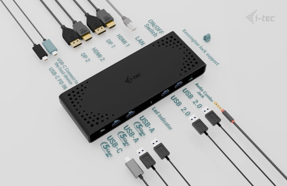 i-tec Universal Dual 4K Display Docking Station, Power Delivery 85W