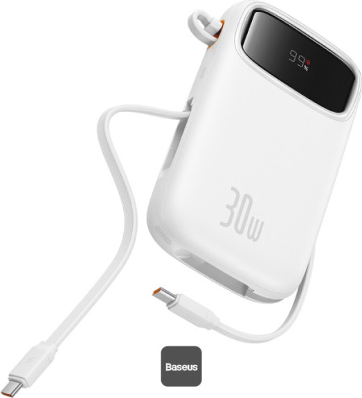 NoName Baseus power banka Qpow 10000mAh 30W bílá s USB-C kabelem