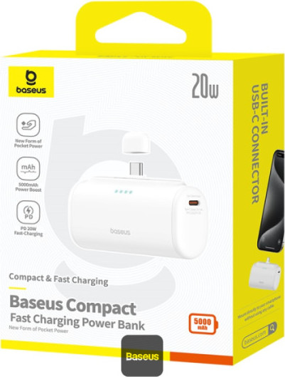 NoName Baseus power banka 5000mAh 20W USB-C bílá