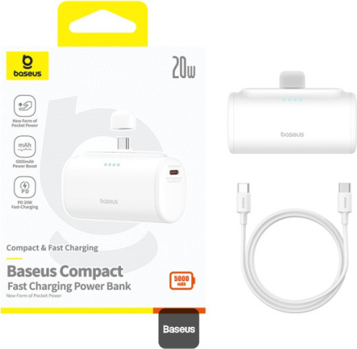 NoName Baseus power banka 5000mAh 20W USB-C bílá