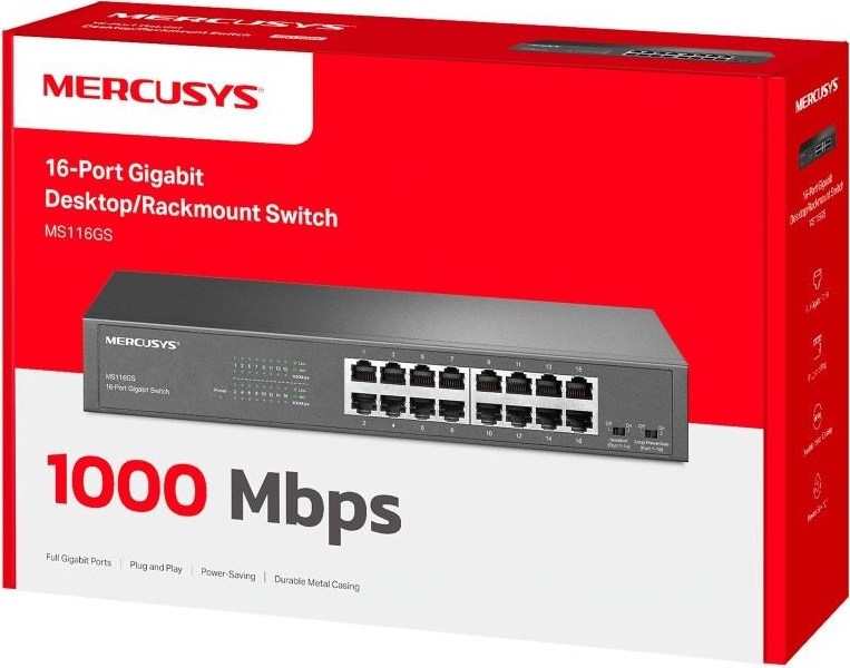 MERCUSYS switch MS116GS (16xGbE, fanless)