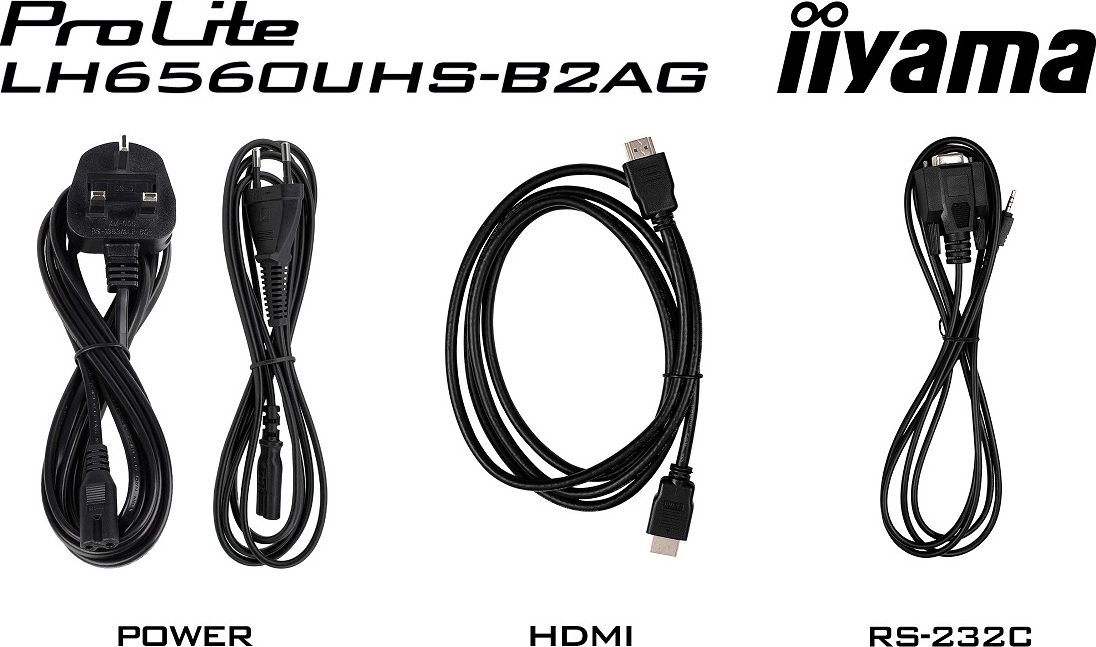 iiyama ProLite LH6560UHS-B2AG, 24/7, 164cm (64,6''), 4K, USB, RS232, Ethernet, Wi-Fi, Android, kit (RS232), black