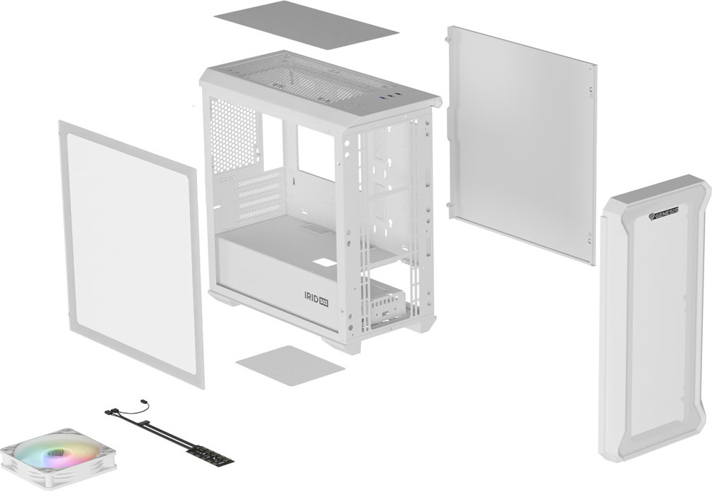 Počítačová skříň Genesis IRID 503 ARGB LITE/Mini Tower/Transpar./Bílá