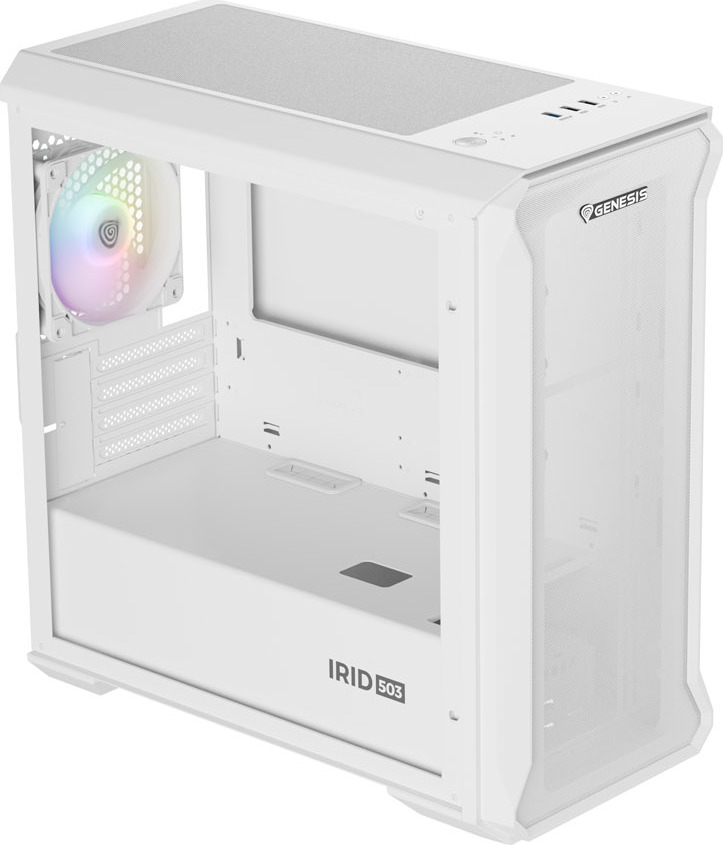 Počítačová skříň Genesis IRID 503 ARGB LITE/Mini Tower/Transpar./Bílá