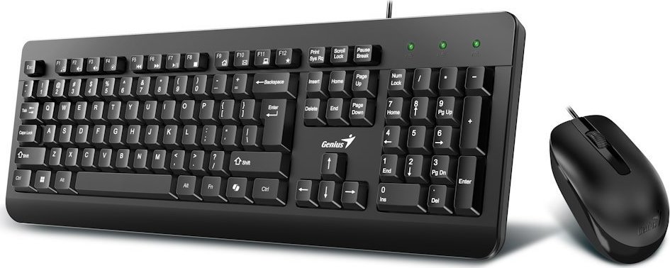 GENIUS klávesnice s myší KM-160, Drátový set USB, Copilot, černý, CZ+SK layout