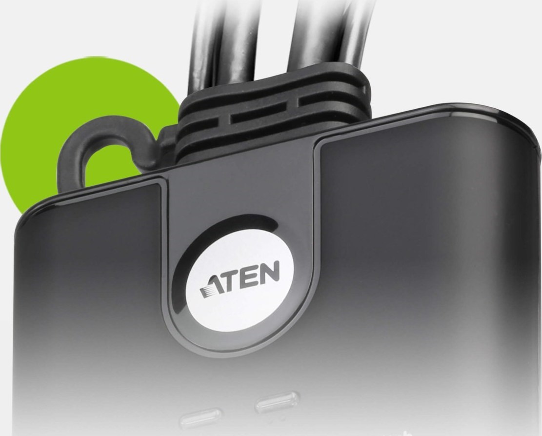 ATEN 2-port mini HDMI KVM USB, integrované kabely, tlačítko pro přepínání