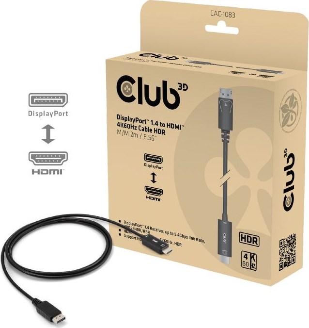 Club 3D Club3D Adaptér aktivní DisplayPort 1.4 na HDMI HDR (M/M), 2m