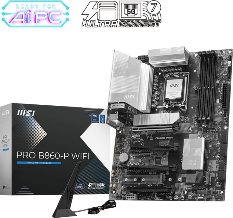 MSI MB Sc LGA1851 PRO B860-P WIFI, Intel B860, 4xDDR, WiFi, 1xThunderbolt, 1xHDMI, 1xDP, ATX