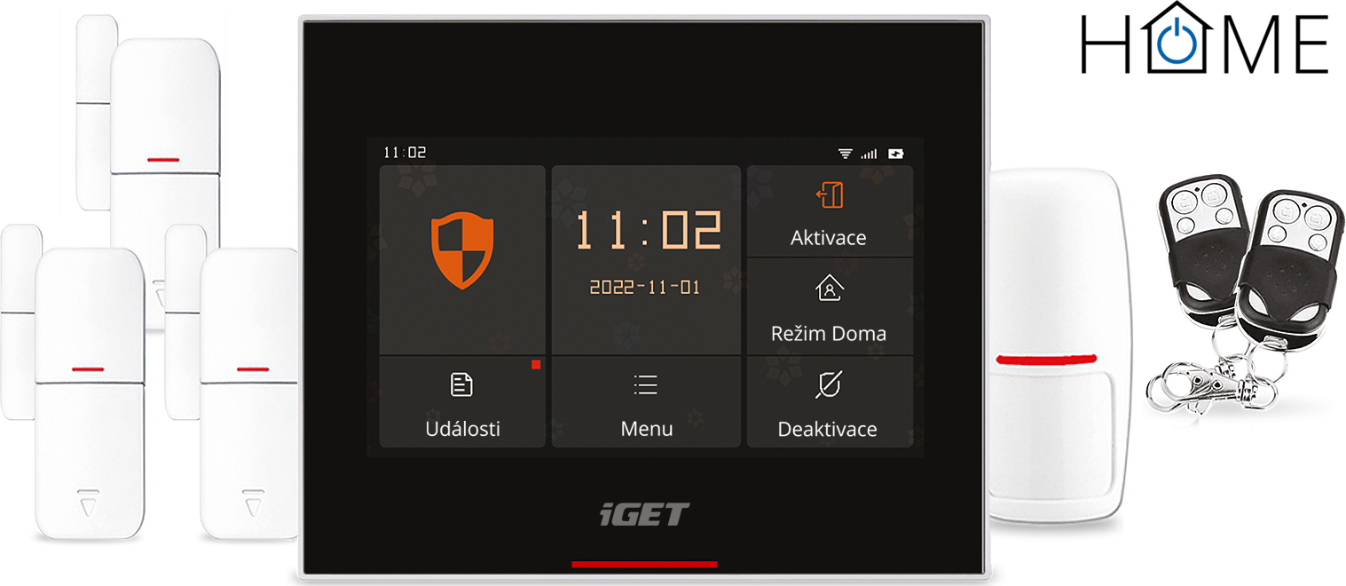 iGET HOME X5 Advanced - Domovní Wi-Fi smart alarm s LCD, kompletní set, podpora Tuya