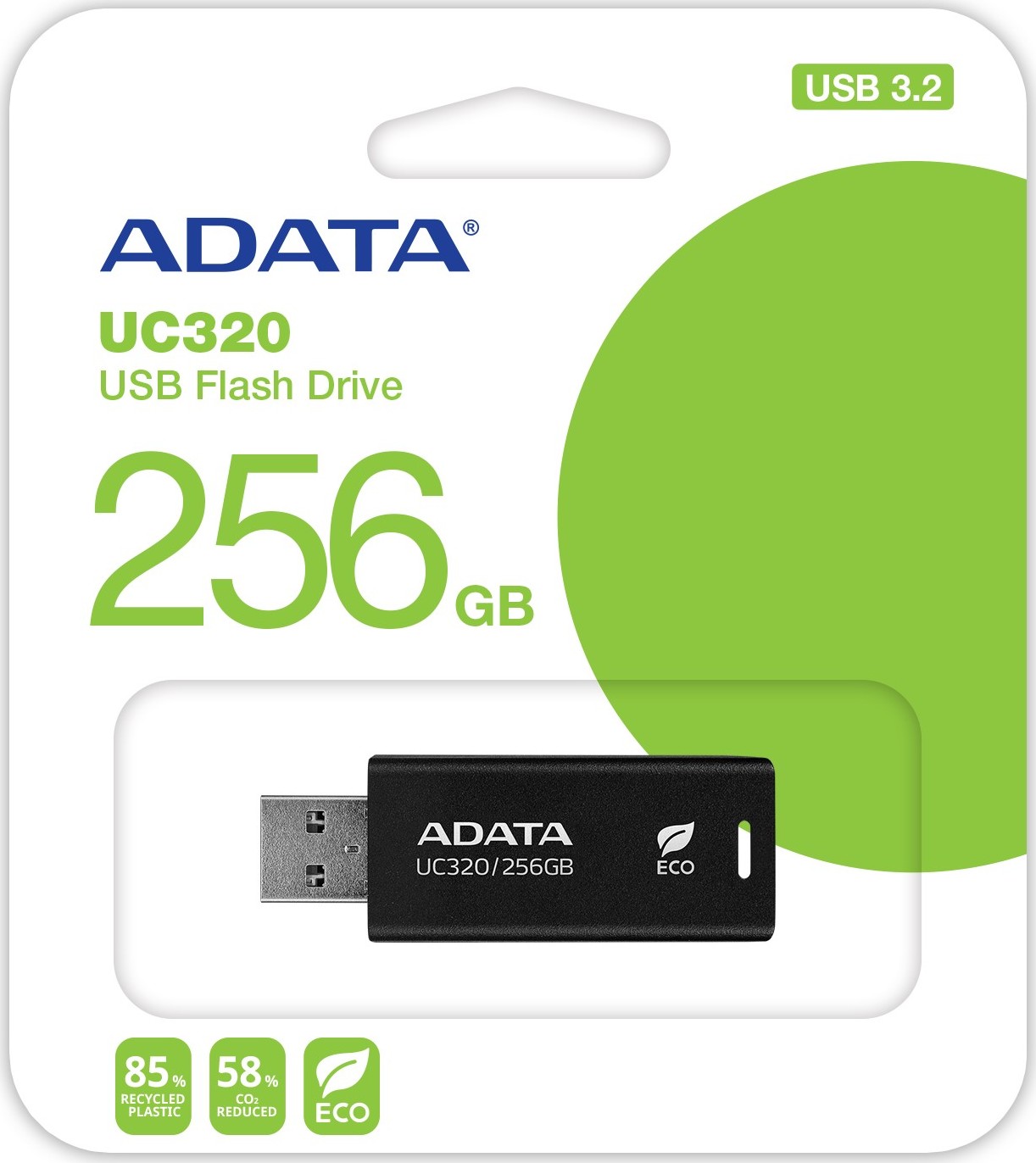 ADATA UC320/256GB/USB 3.2/USB-A/Černá