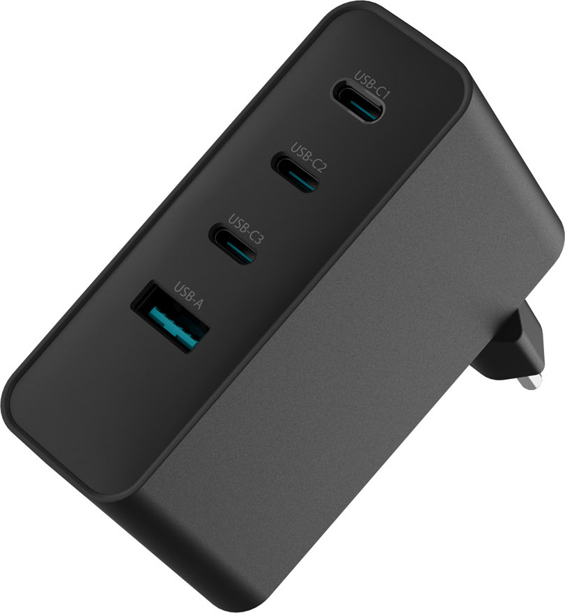 Univerzální USB nabíječka Natec GaN 100W, 3X USB-C, 1X USB-A, Černá