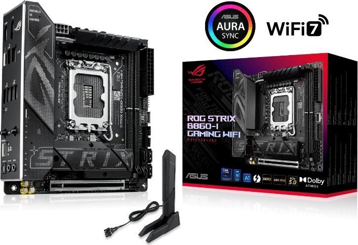 ASUS MB Sc LGA1851 ROG STRIX B860-I GAMING WIFI, Intel B860, 2xDDR5, 1xThunderbolt, 1xDP, 1xHDMI, WiFi, Mini-ITX