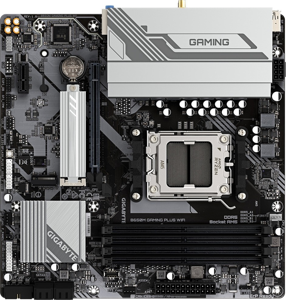 GIGABYTE MB Sc AM5 B650M GAMING PLUS WF, AMD B650, 4xDDR5, 2xDP, 1xHDMI, WiFi, mATX