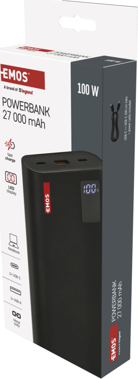 EMOS PWB NTBF30 27000MAH 100W PD 1×USB-C 1×USB-A